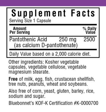 Вітамін В5 Пантотенова кислота Pantothenic Acid Bluebonnet Nutrition 250 мг 60 капсул