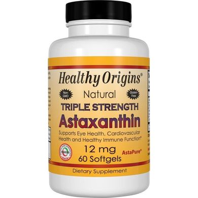 Астаксантин Astaxanthin Healthy Origins 12 мг 60 гелевих капсул