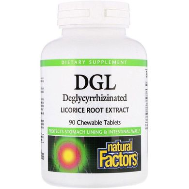 Коріння солодки DGL Deglycyrrhizinated Licorice Root Extract Natural Factors 90 таблеток