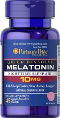 Фотография - Мелатонин быстрого растворения Quick Dissolve Melatonin Puritan's Pride 10 мг вишня 45 быстрорастворимых таблеток