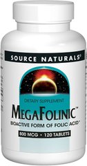Фотография - Витамин В9 Фолиевая кислота MegaFolinic Source Naturals 800 мкг 120 таблеток