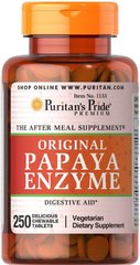 Фотография - Травні ферменти Papaya Enzyme Puritan's Pride 250 жувальних таблеток