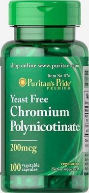 Хром піколінат Chromium Picolinate Puritan's Pride без дріжджів 200 мкг 100 капсул