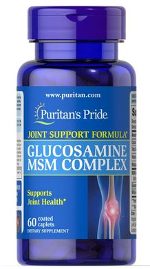 Фотография - Глюкозамін та ЧСЧ комплекс Glucosamine MSM Complex Puritan's Pride 333 мг/500 мг 60 каплет