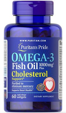 Фотография - Omega-3 риб'ячий жир Fish Oil Plus Cholesterol Support Puritan's Pride 60 капсул