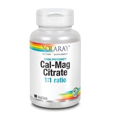 Кальцій і Магній Cal-Mag Citrate High Potency Solaray 90 капсул