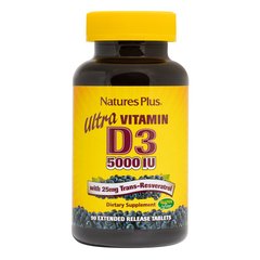 Фотография - Витамин D3 Ultra Vitamin D3 5000 IU with 25 mg Trans-Resveratrol Extended Release Nature's Plus 90 таблеток
