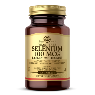 Селен Selenium Solgar без дрожжей 100 мкг 100 таблеток