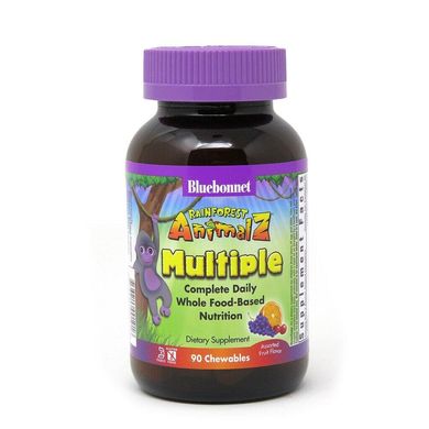 Фотография - Мультивитамины для детей Rainforest Animalz Whole Food Based Multiple Bluebonnet Nutrition виноград 90 таблеток