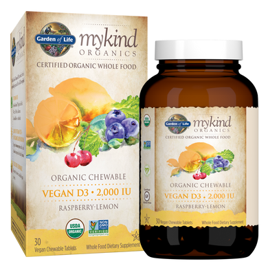 Фотография - Вітамін D3 MyKind Organics Vegan D3 Garden of Life 2000 МЕ малина-лимон 30 жувальних таблеток