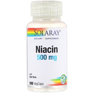 Витамин В3 Ниацин Niacin Solaray 500 мг 100 капсул