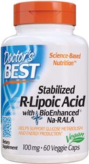 R-липоевая кислота R-Lipoic Acid Doctor's Best 100 мг 60 капсул
