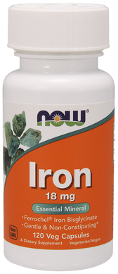 Железо Iron Now Foods 18 мг 120 капсул