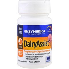 Фотография - Ферменти для перетравлення лактози DairyAssist Enzymedica для веганів 30 капсул