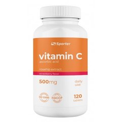Фотография - Вітамін C з шипшиною Vitamin C with Rosehip Sporter полуниця 500 мг 120 таблеток