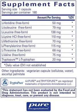 Незаменимые аминокислоты Essential Aminos Pure Encapsulations 180 капсул
