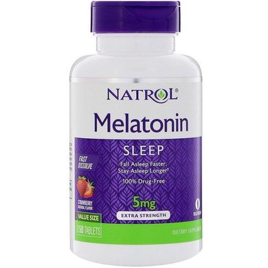Фотография - Мелатонін Melatonin Fast Dissolve Natrol полуниця 5 мг 150 таблеток