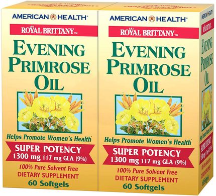 Олія вечірньої примули Evening Primrose Oil American Health 1300 мг 2*60 капсул
