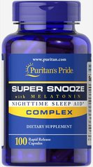 Фотография - Комплекс для сну Super Snooze with Melatonin Puritan's Pride 100 капсул