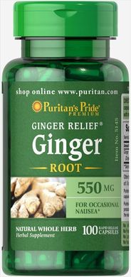 Кореінь імбиру Ginger Root Puritan's Pride 550 мг 100 капсул