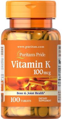 Фотография - Витамин К Vitamin K Puritan's Pride 100 мкг 100 таблеток