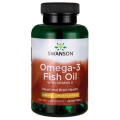 Фотография - Омега-3 риб'ячий жир з вітаміном D Omega-3 Fish Oil with Vitamin D Swanson 1000 мг лимон 60 капсул