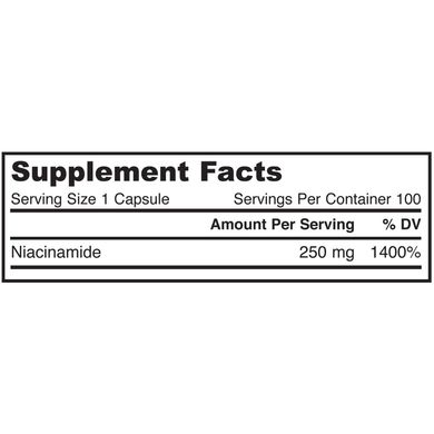 Витамин В3 Ниацинамид Niacinamide Jarrow Formulas 250 мг 100 капсул