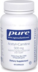 Фотография - Ацетил карнитин Acetyl-l-Carnitine Pure Encapsulations 500 мг 60 капсул