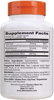 Фотография - Ацетилцистеин NAC Detox Regulators Doctor's Best 180 капсул