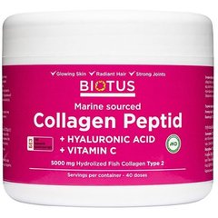 Морський колаген с гіалуроновою кислотою та вітаміном С Marine Sourced Collagen Peptid Biotus 5000 мг 40 порцій