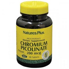 Хром піколінат Chromium Picolinate Nature's Plus 200 мкг 90 таблеток