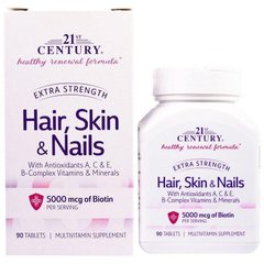Фотография - Вітаміни для волосся шкіри та нігтів Hair Skin & Nails 21st Century 90 таблеток