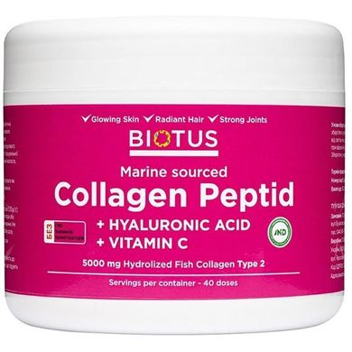Морской коллаген с гиалуроновой кислотой и витамином С Marine Sourced Collagen Peptid Biotus 5000 мг 40 порций