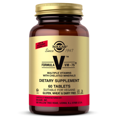 Фотография - Мультивітаміни Formula V VM-75 Multiple Vitamins with Minerals Solgar 60 таблеток