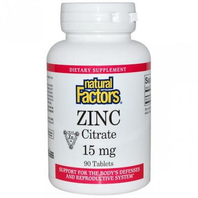 Цитрат цинку Zinc Cetrate Natural Factors 15 мг 90 таблеток