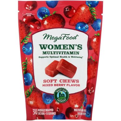 Фотография - Вітаміни для жінок Women's Multivitamin Soft Chews Mixed Berry Flavor MegaFood 30 жувальних цукерок
