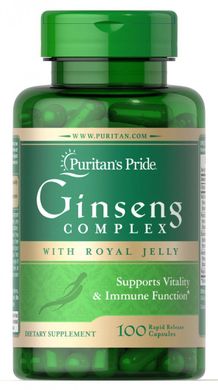 Фотография - Комплекс женьшеня с маточным молочком Ginseng Complex with Royal Jelly Puritan's Pride 1000 мг 100 капсул