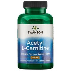 Фотография - Ацетил карнітин Acetyl L-Carnitine Swanson 500 мг 100 капсул