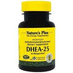 Фотография - DHEA Дегідроепіандростерон з биоперином DHEA-25 With Bioperine Nature's Plus 60 капсул