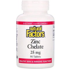 Хелатний цинк Zinc Chelate Natural Factors 25 мг 90 таблеток