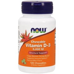 Фотография - Витамин D3 Vitamin D3 Now Foods мята 5000 МЕ 120 жевательных таблеток