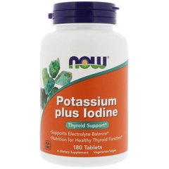 Йодид калия Potassium Plus Iodine Now Foods 225 мкг 180 таблеток