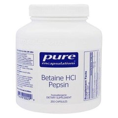 Фотография - Бетаїну гідрохлорид + пепсин Betaine HCL/Pepsin Pure Encapsulations для травного тракту 250 капсул
