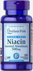 Ніацин Flush Free Niacin Puritan's Pride 500 мг 100 капсул