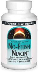Витамин В3 Ниацин No-Flush Niacin Source Naturals 500 мг 60 таблеток