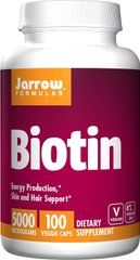 Вітамін В7 Біотин Biotin Jarrow Formulas 5000 мкг 100 капсул