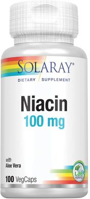 Витамин В3 Ниацин Niacin Solaray 100 мг 100 капсул