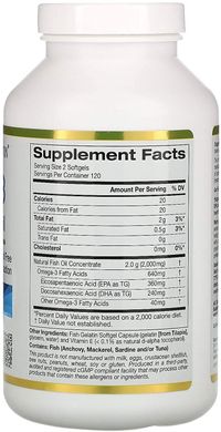 Фотография - Риб'ячий жир Omega 3 Premium Fish Oil California Gold Nutrition 180 мг EPA/120 мг DHA 100 капсул