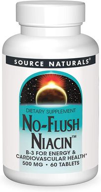 Витамин В3 Ниацин No-Flush Niacin Source Naturals 500 мг 60 таблеток