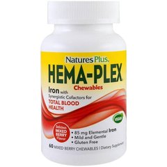 Фотография - Комплекс для підтримки здоров'я крові Hema-Plex Iron Nature's Plus суміш ягід 60 таблеток